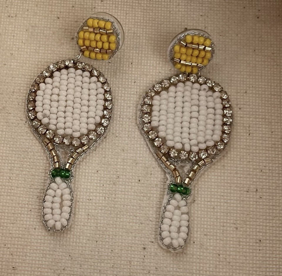 Tennis Please! Crystal Beaded Earrings