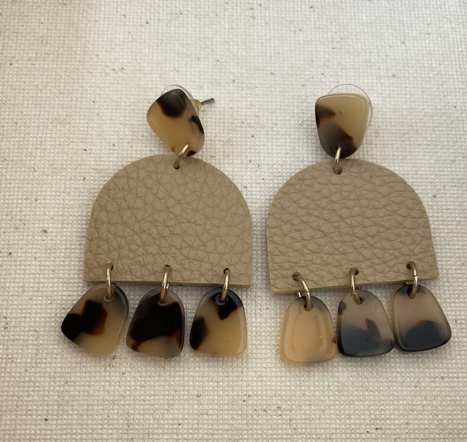 Tan Leopard Rainbow Earrings