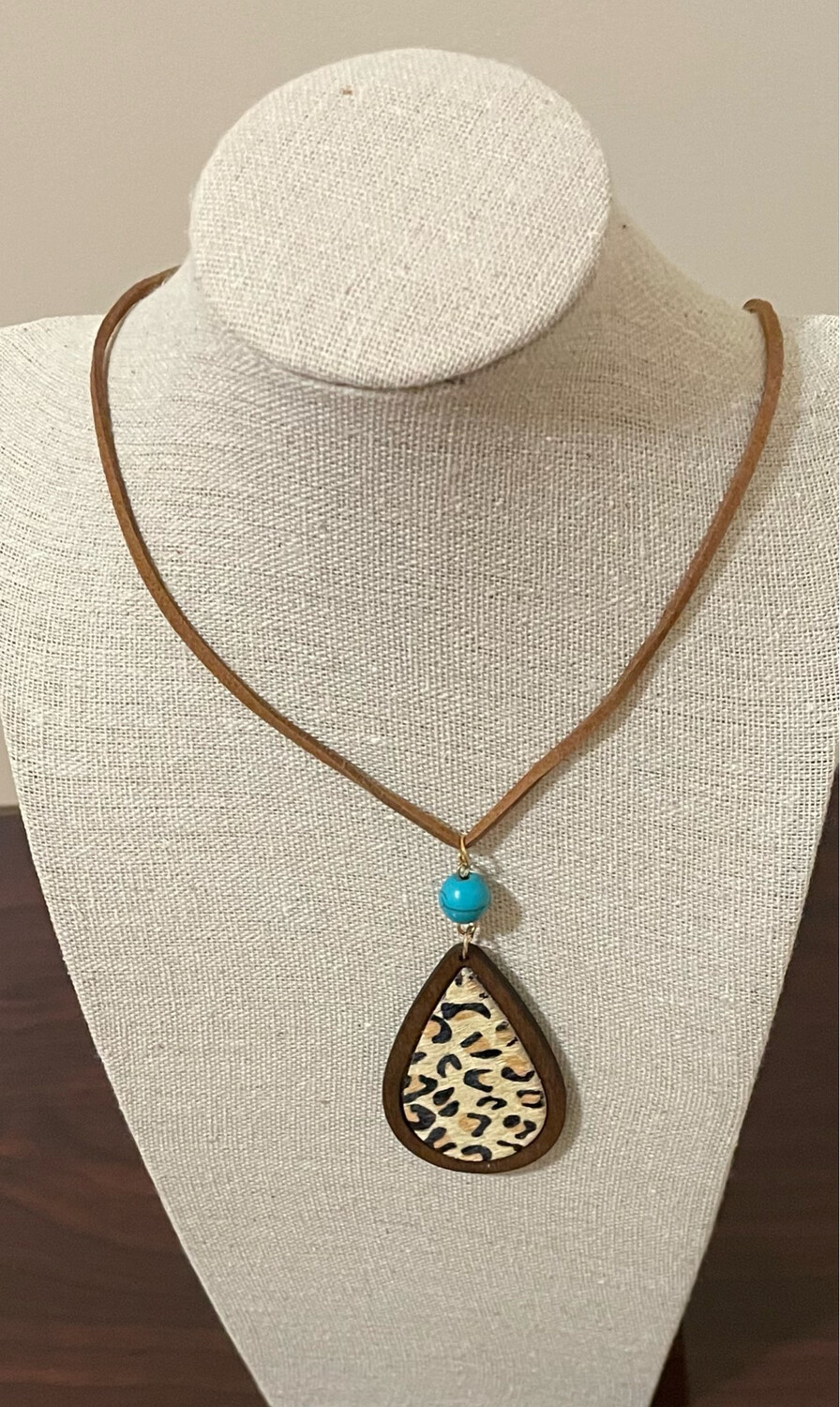  Teardrop Brown Cord Necklace