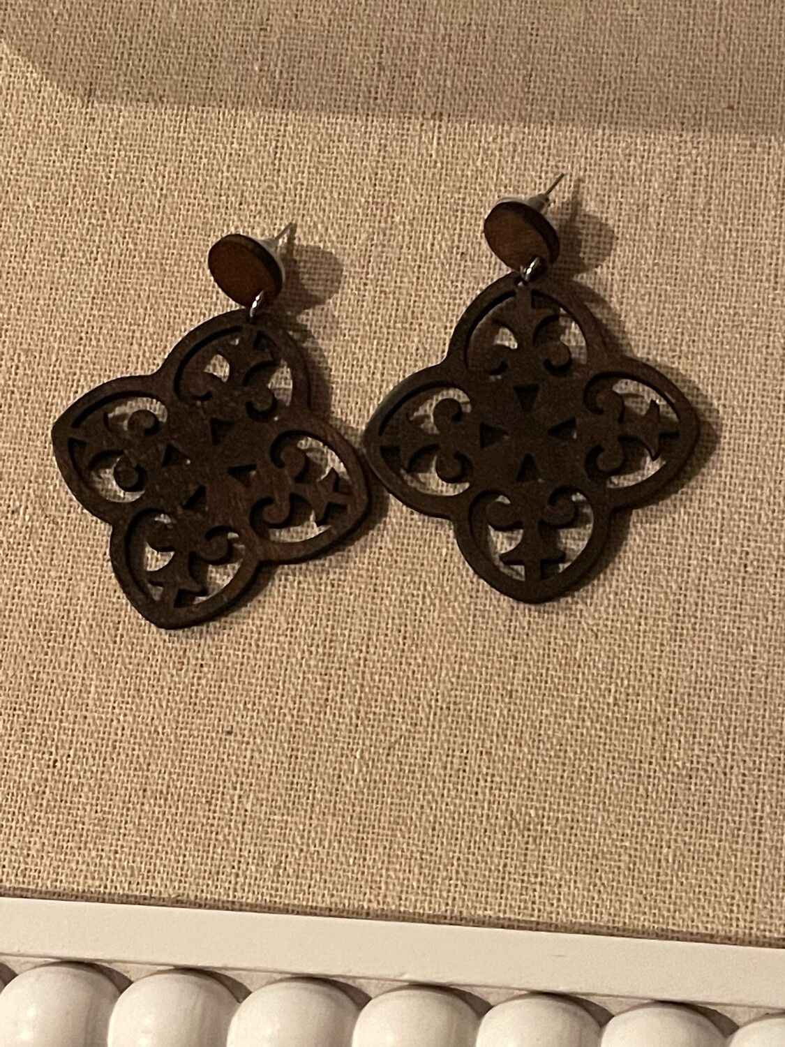 Moroccan Dark Brown Wood Earrings