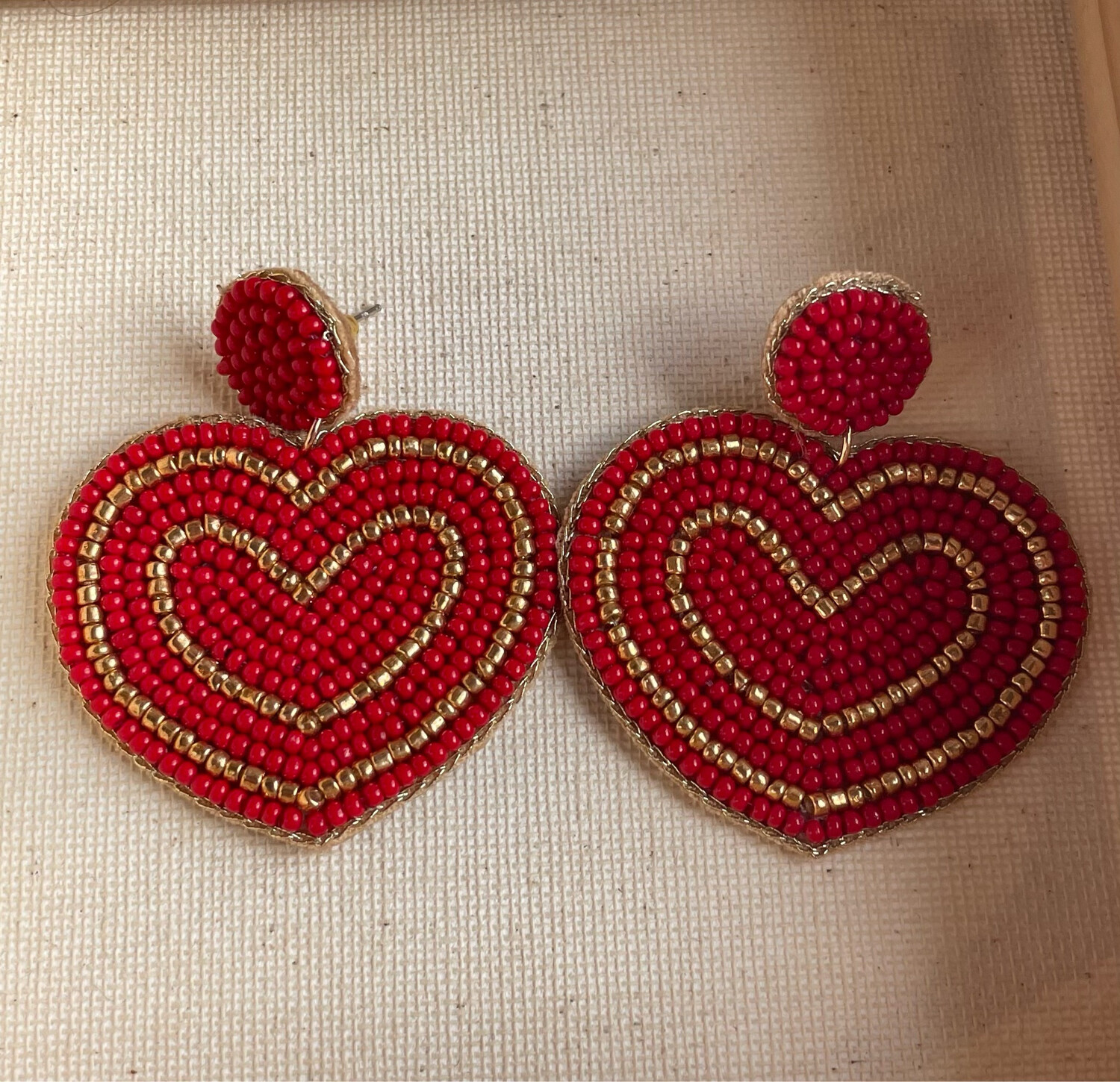 Stuck On You Red and Gold Beaded Earrings