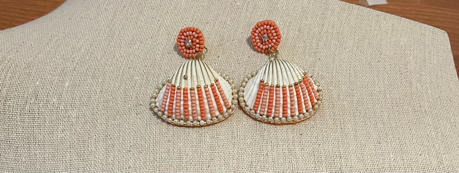 Under the Sea Shell Coral Earrings