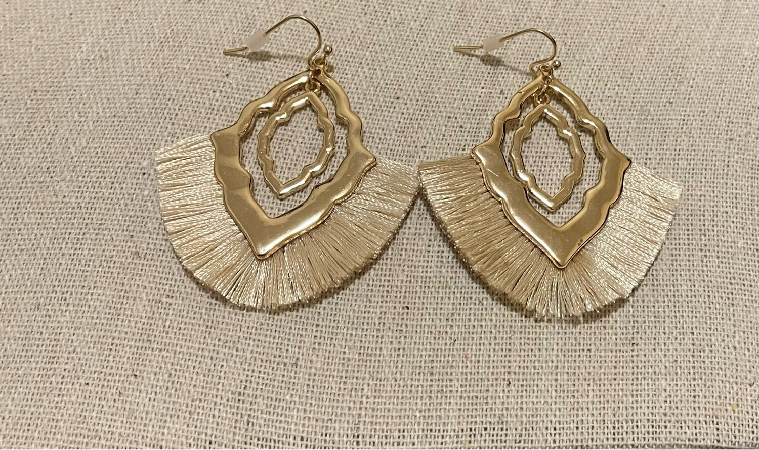 Jillian Ivory and Gold Fringe Earrings