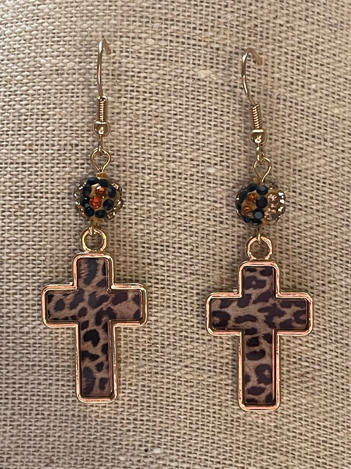 Angelina Crystal Ball Cross Earrings