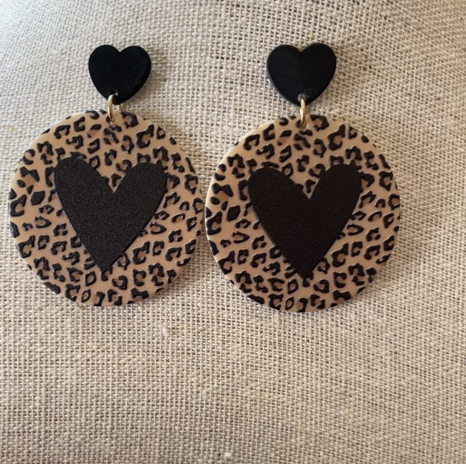 Hannah Grace Leopard Heart Earrings