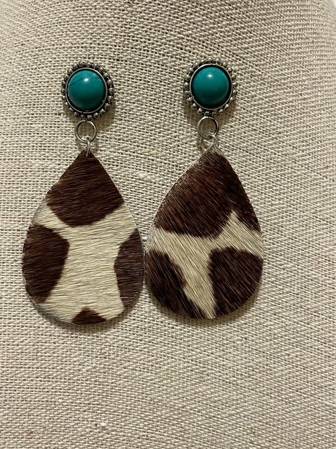 Liza Jane Marble Turquoise Cow Print Earrings