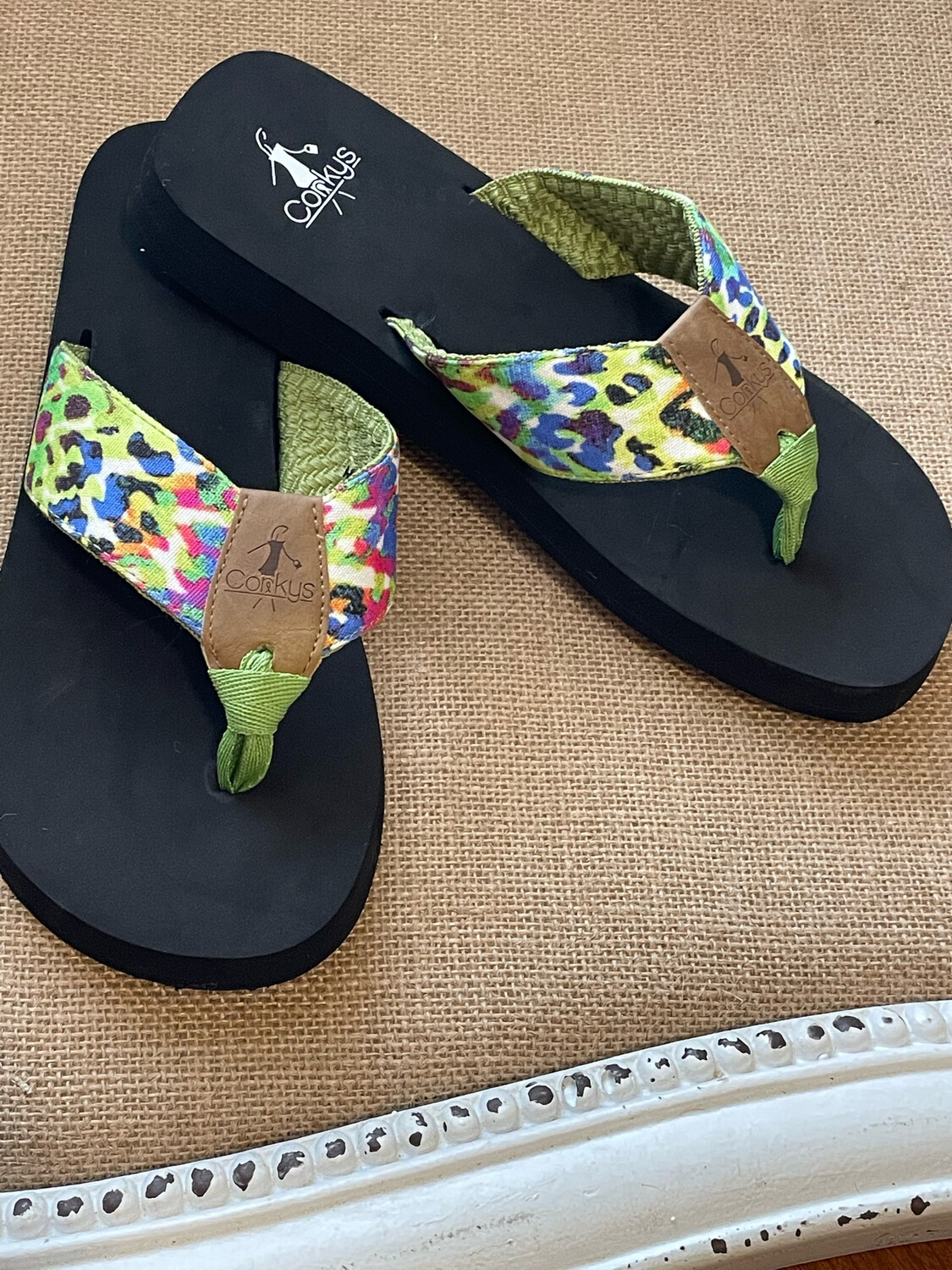 Corkys Aquaholic Multicolor Leopard Flip Flop Sandals
