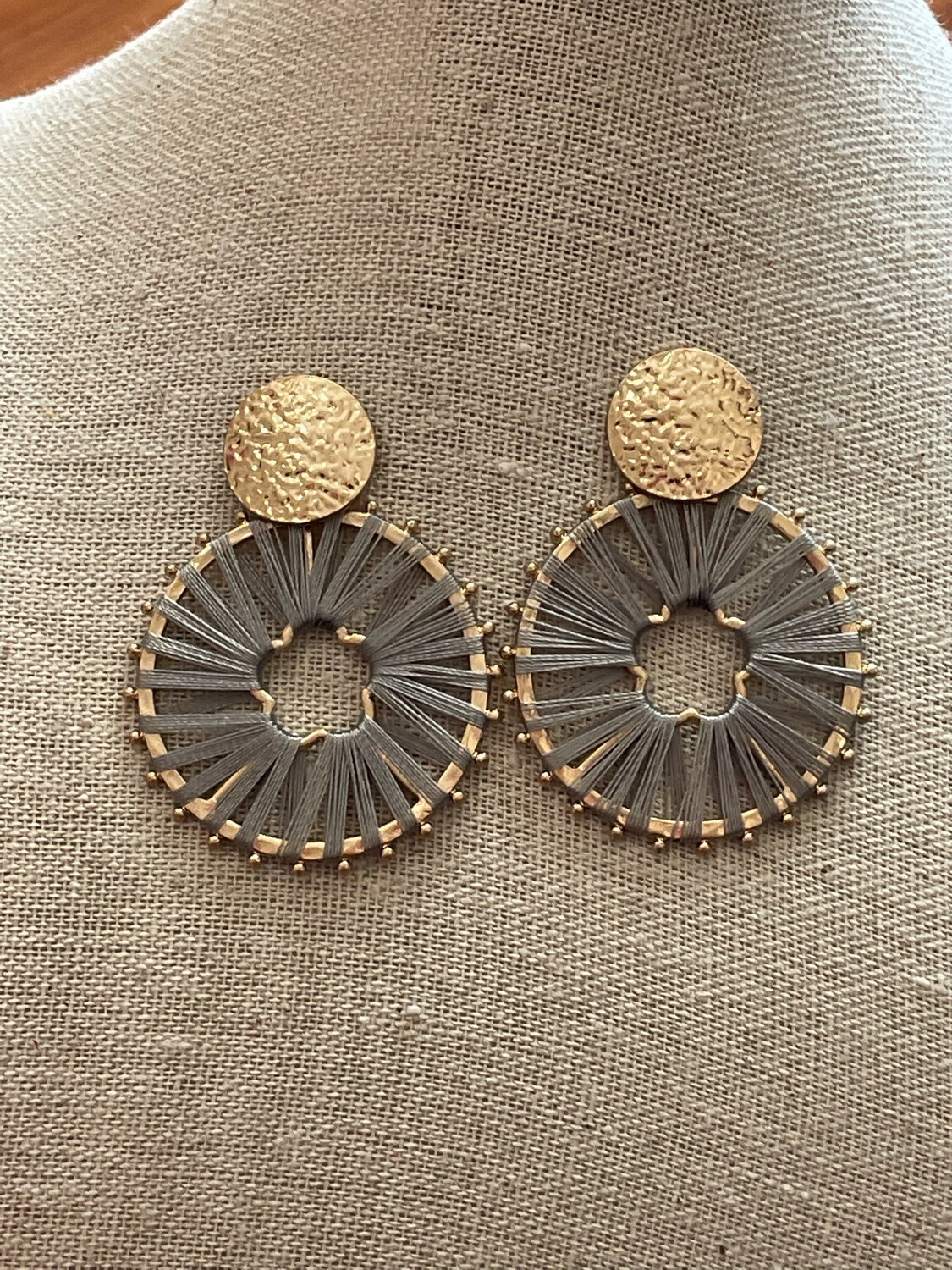 Marleigh Gray and Gold Circle Fan Earrings