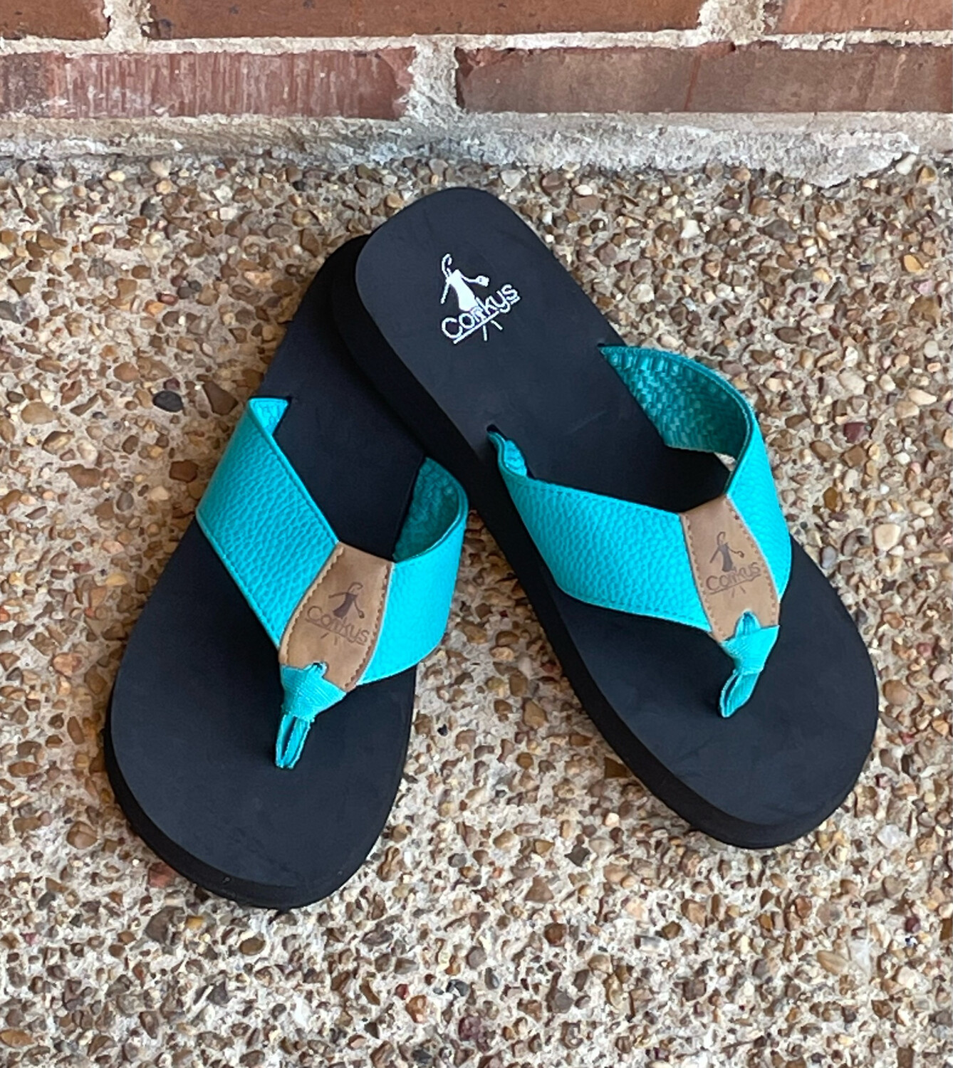 Corkys Ladybug Turquoise Flip Flops