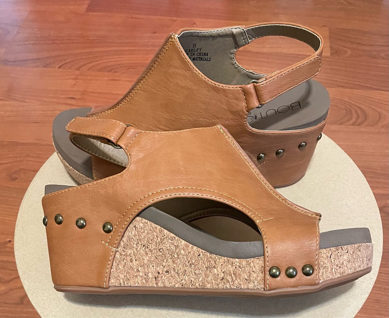 Carley Wedge Sandals-Cognac