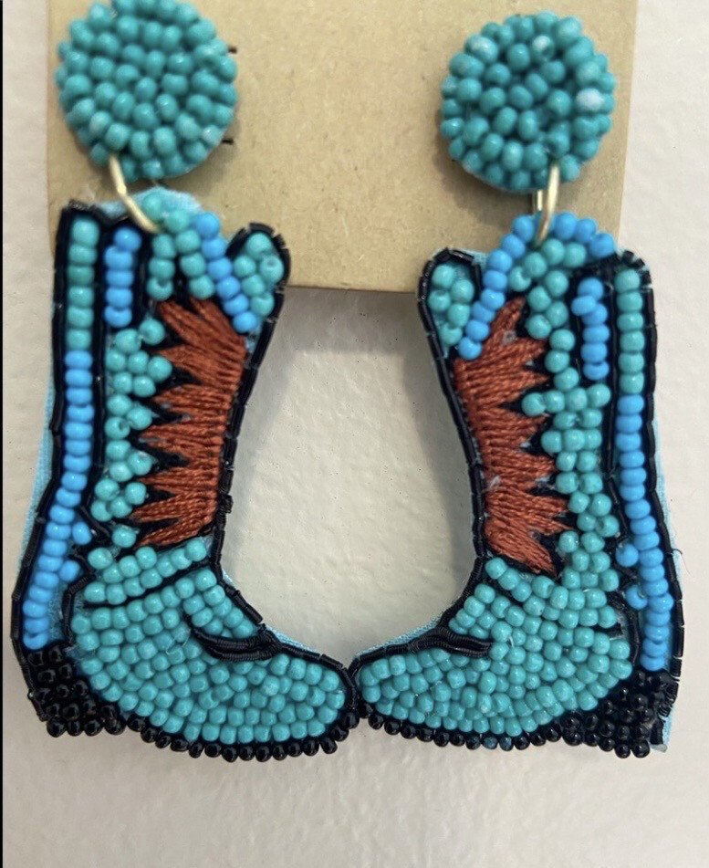 Rodeo The Bailey Turquoise Boots Beaded Earrings