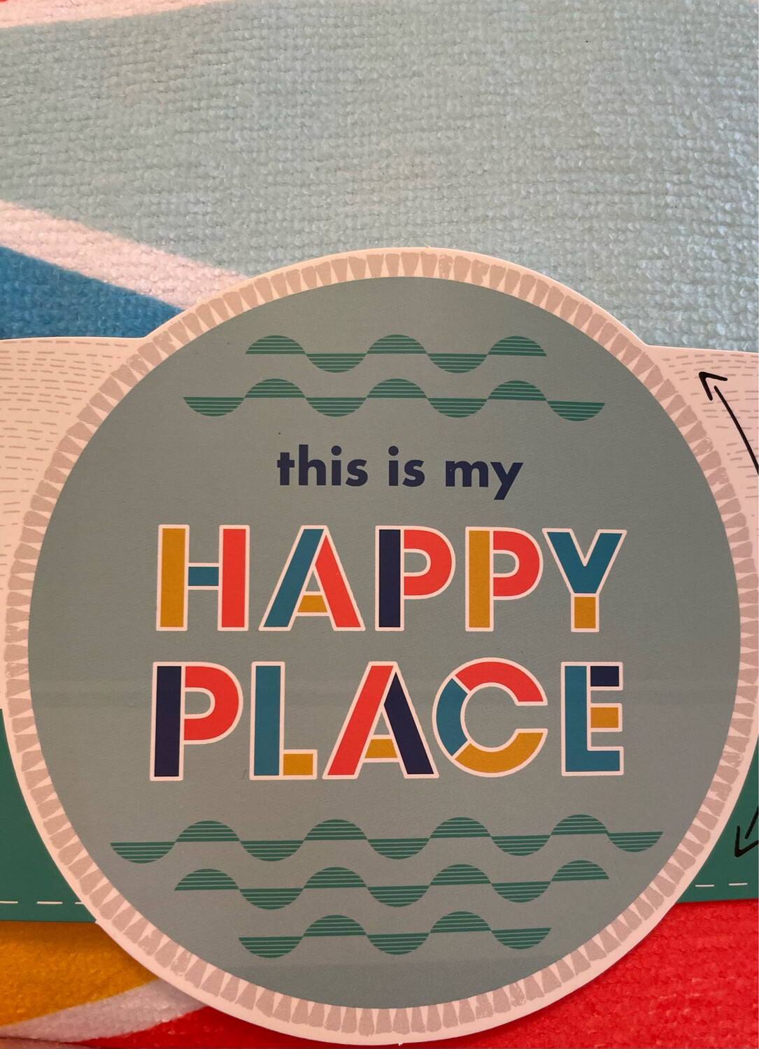 This Is My Happy Place XL Round Graphic Beach Blanket Towel