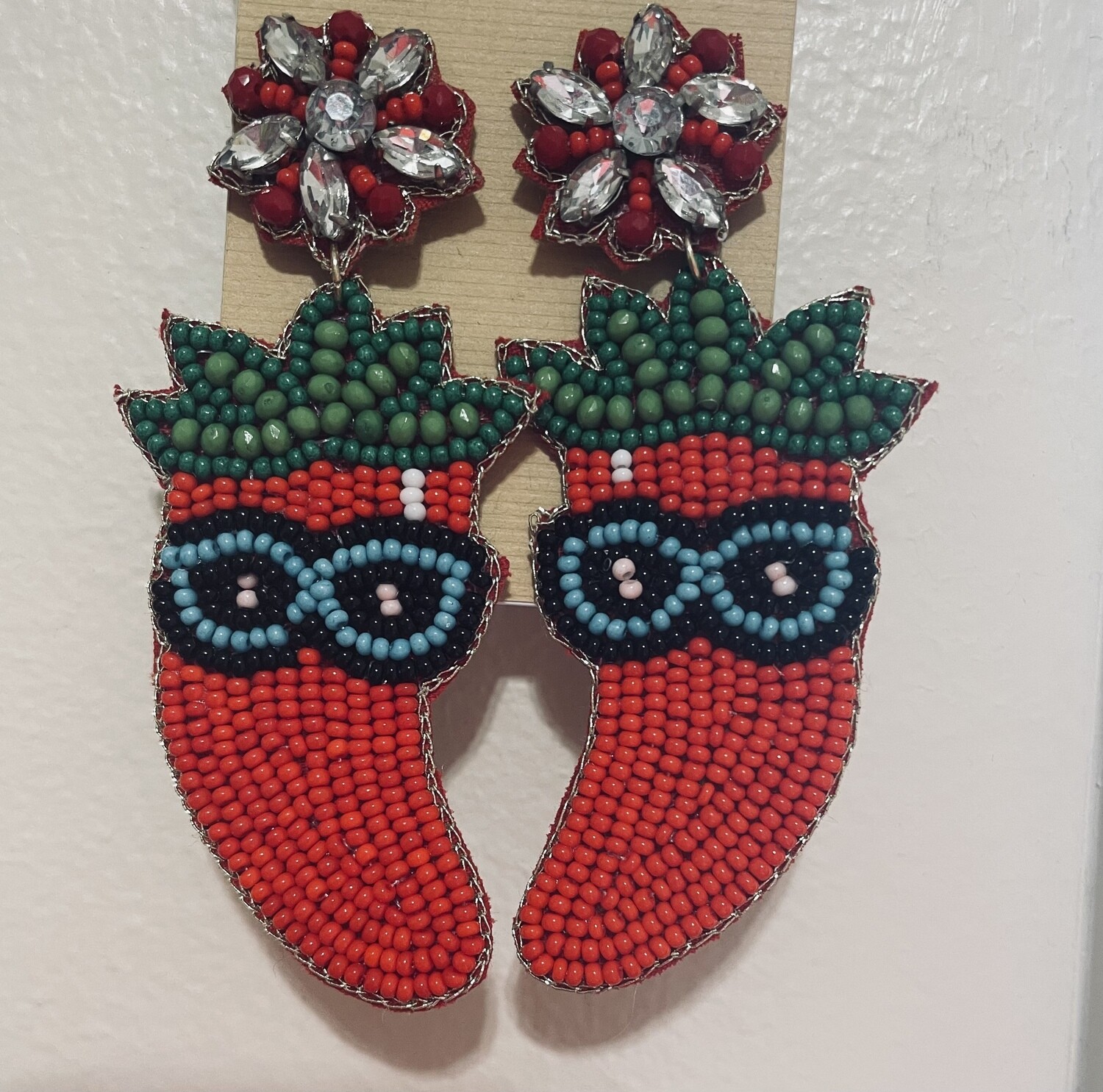 Sassy Beaded Crystal Pepper Sunglasses Earrings