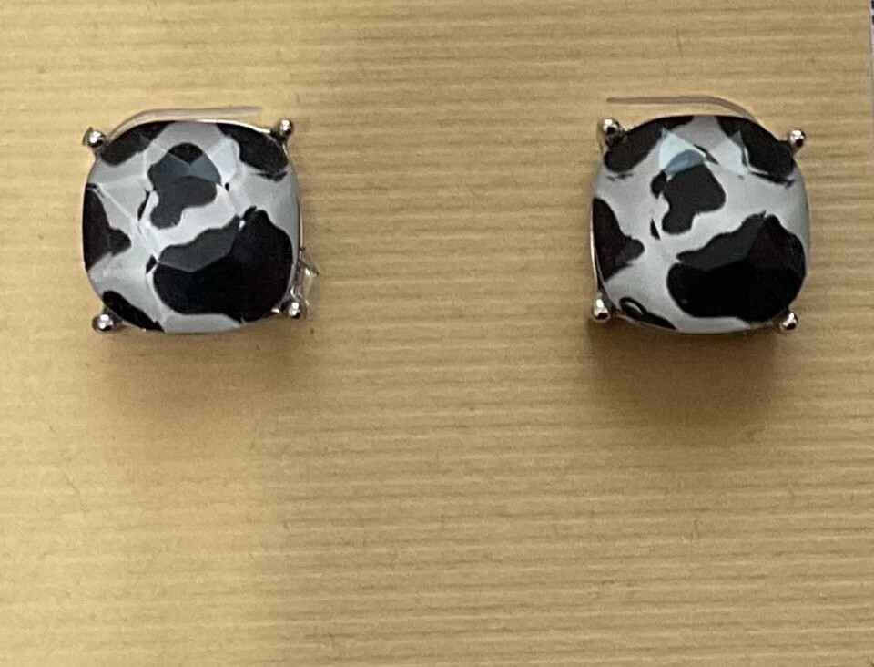 Macie Black Cow Print Earrings