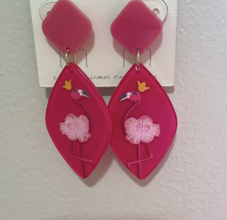 McKenzie Pink Flamingo Earrings