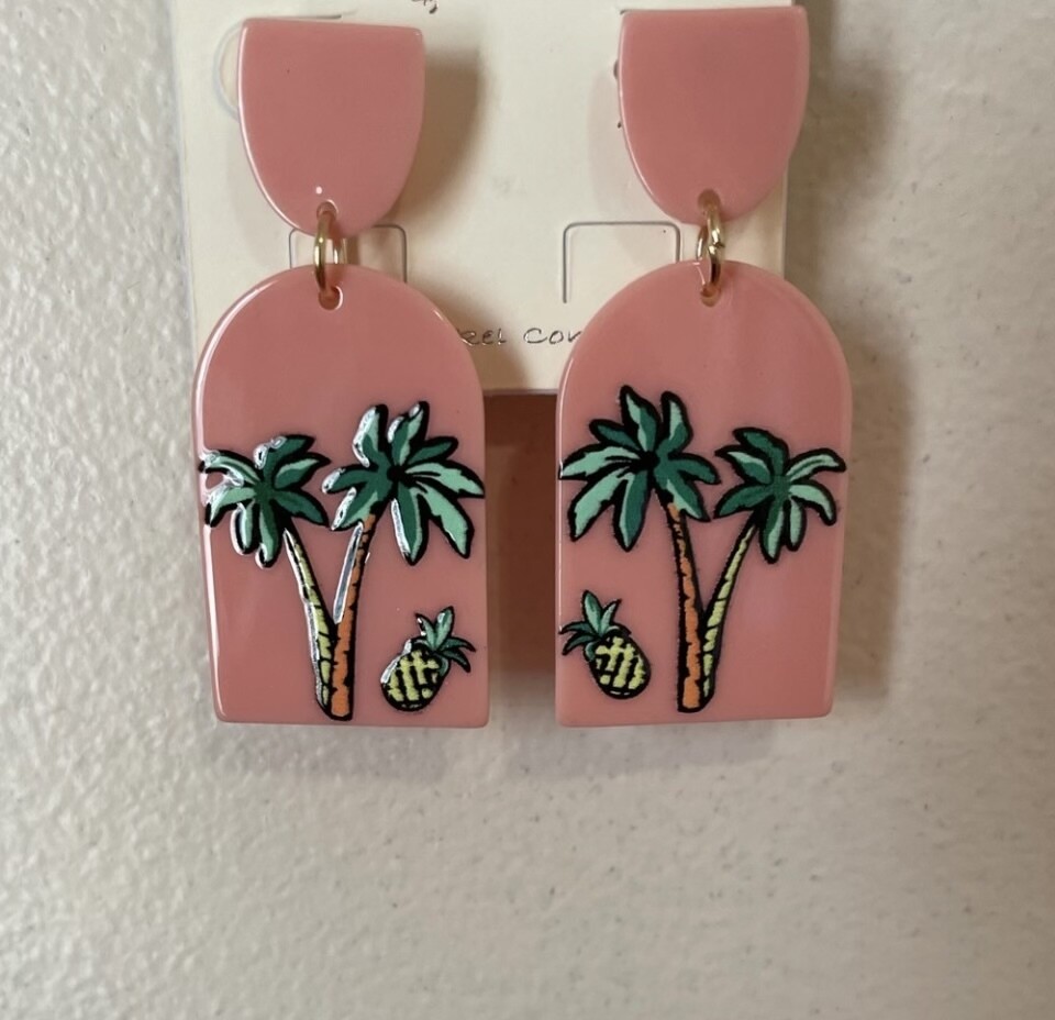 Savannah Pink Palm Trees Earrings
