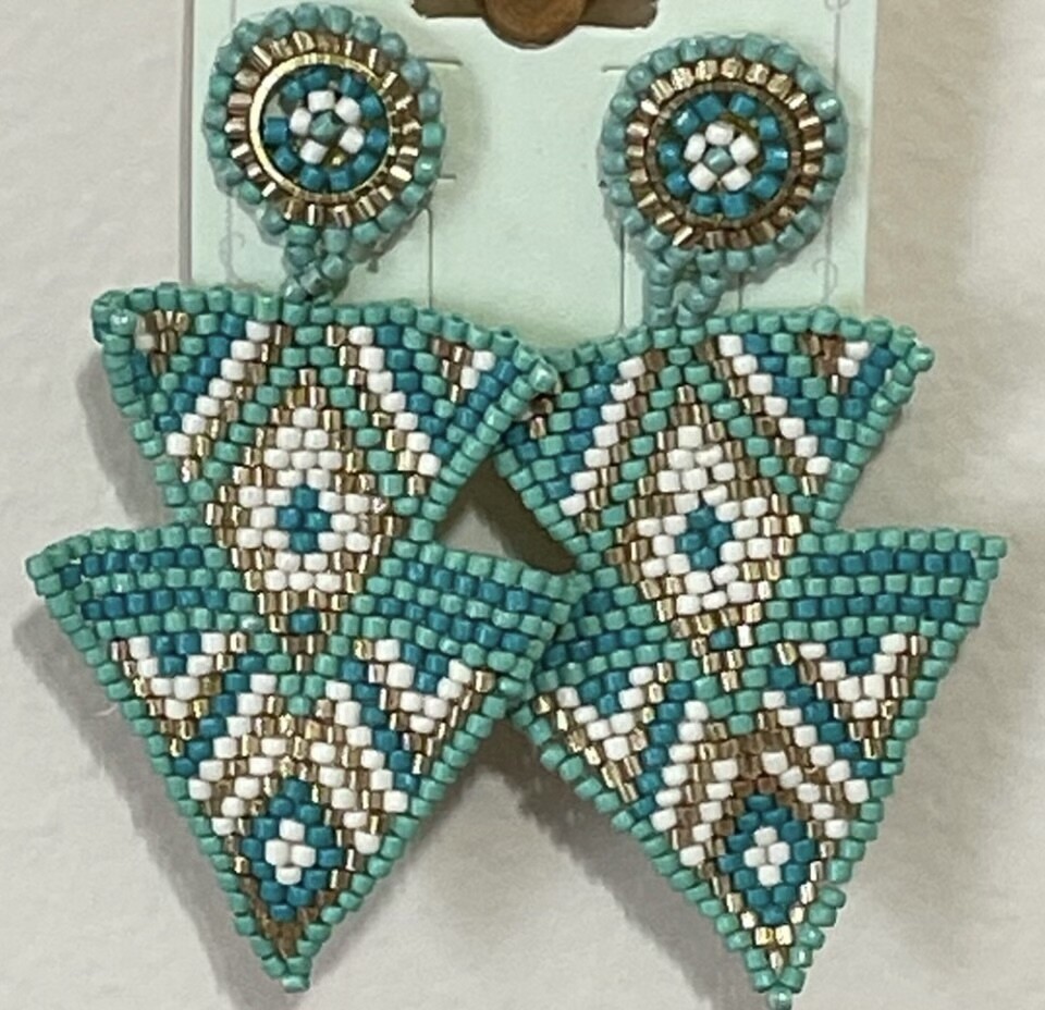 Ashton Mint Multi On Point Beaded Earrings
