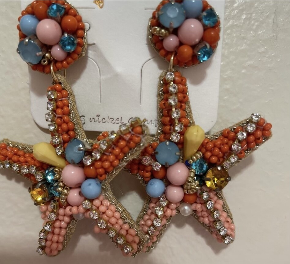 Bella Beaded Crystal Starfish Earrings