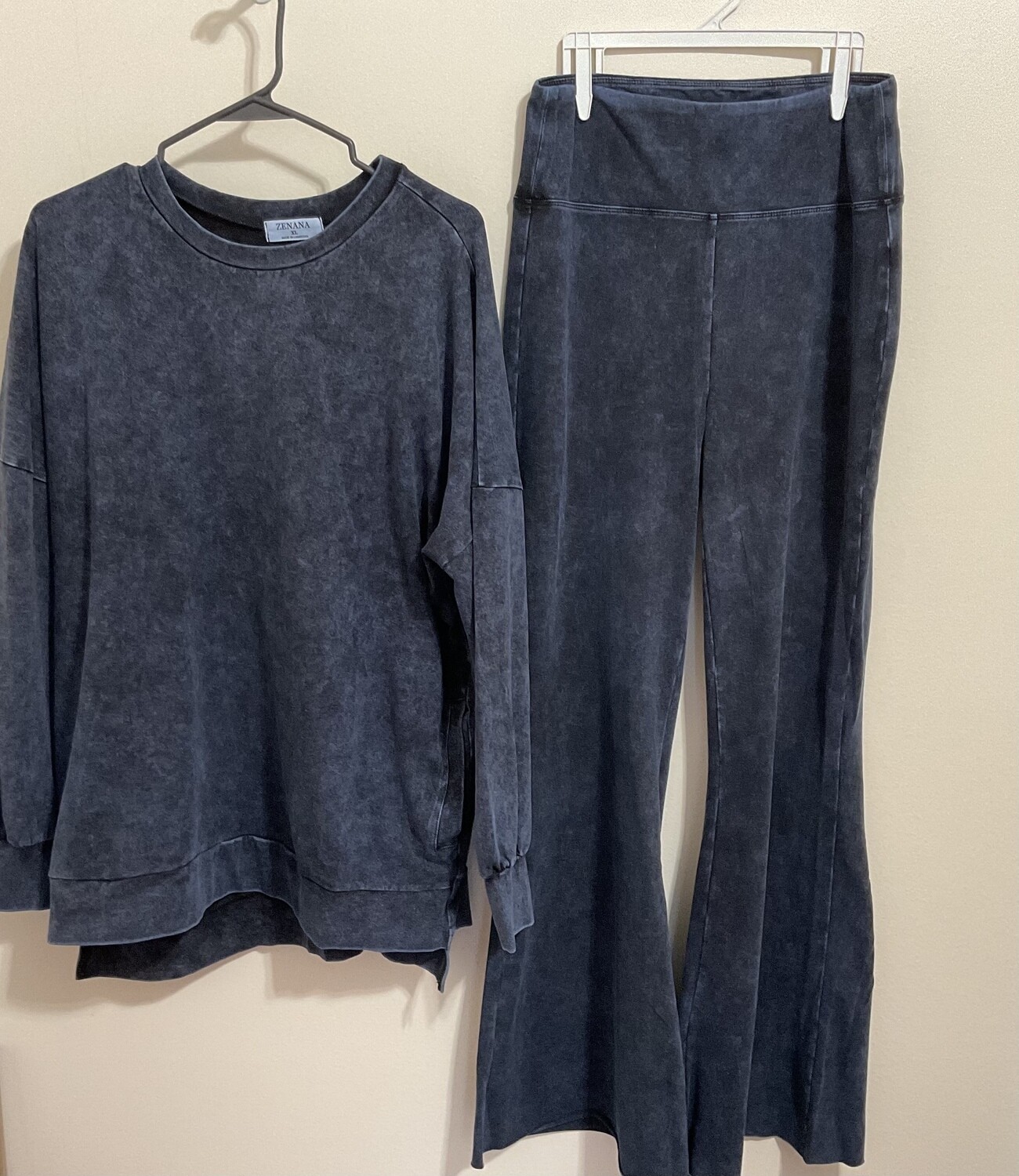 Mineral Wash High Low Top with Flare Pants