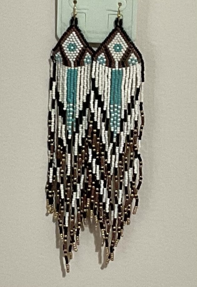 Mabry Boho Multicolor Long Beaded Fringe Earrings