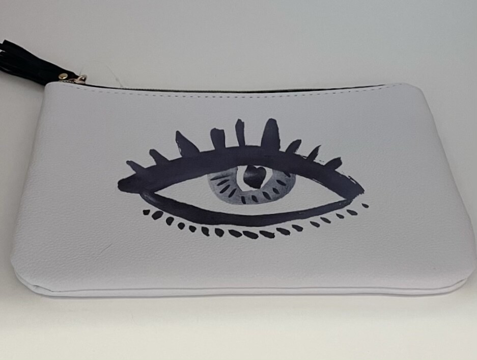 Elise Graphic Eye Cosmetic Case with Fringe Tassel Pull