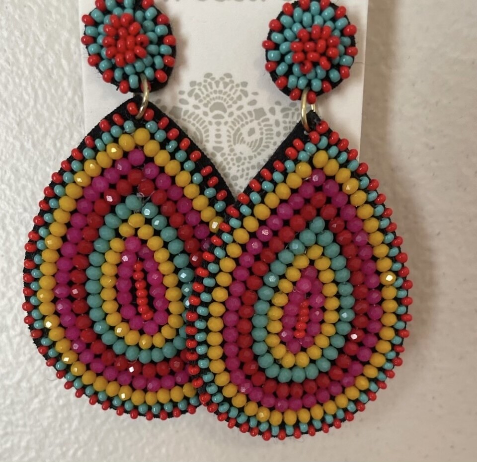 Monique Multicolor Beaded Teardrop Earrings