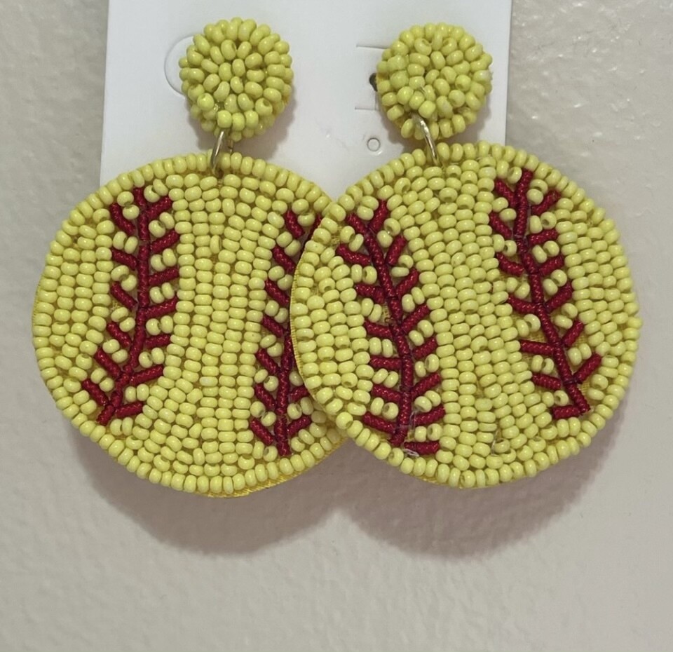 Softball Beaded Earrings