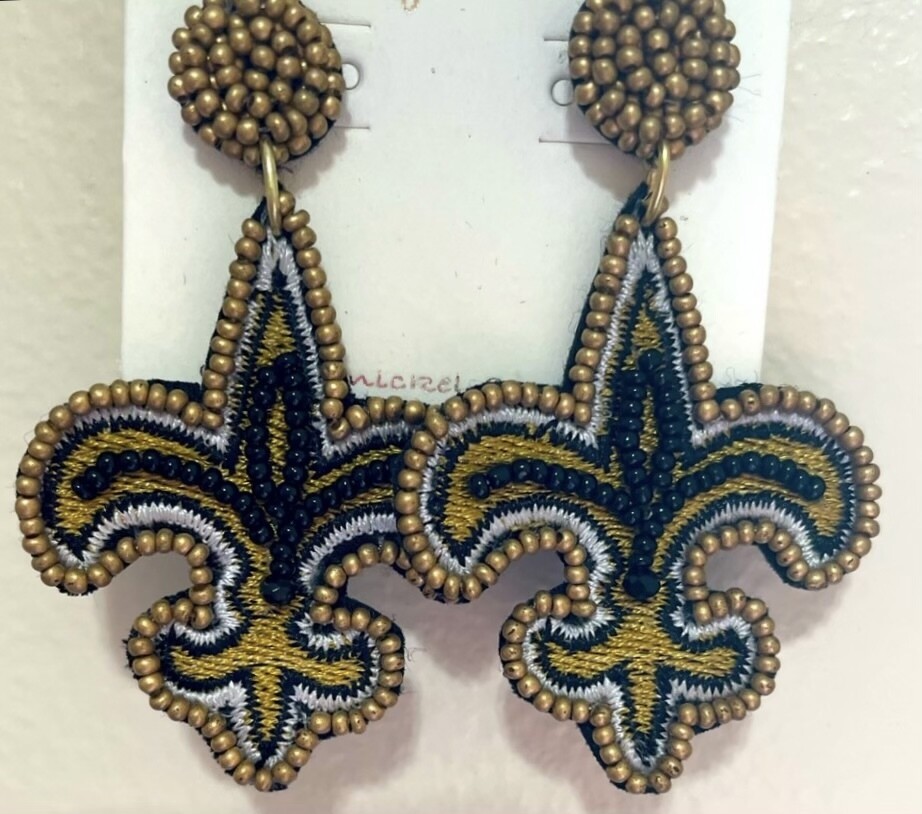Fleur de Lis Beaded Earrings