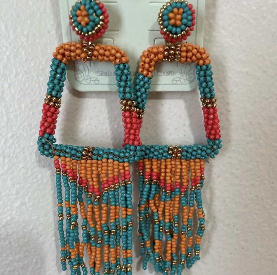 Taylor Rae Multicolor Beaded Fringe Earrings