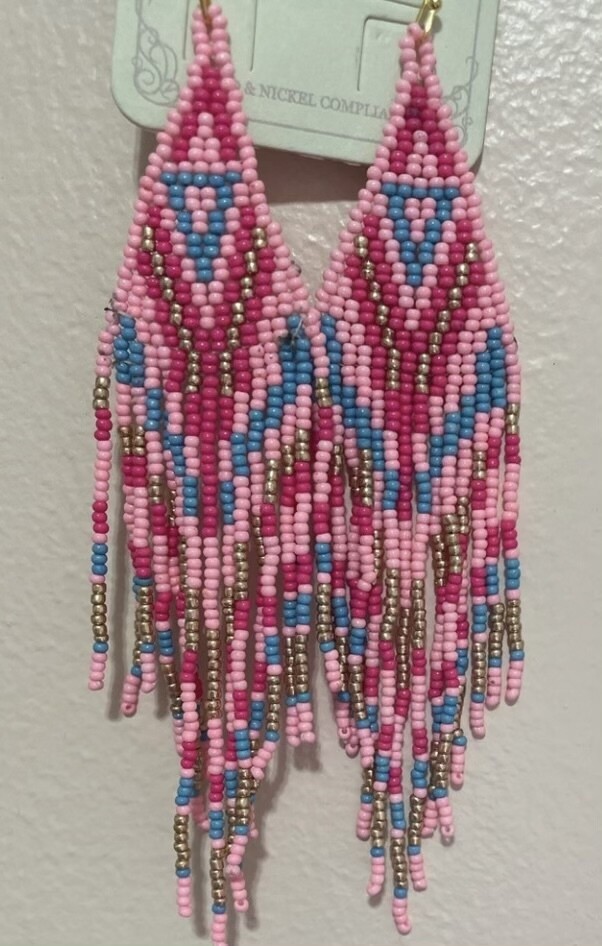 Mabry Multicolor Long Beaded Fringe Earrings