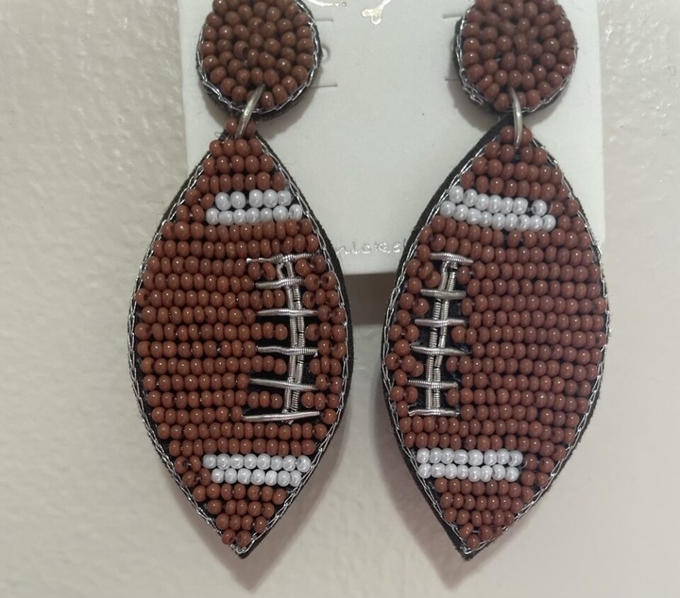 Mollie Brown Beaded Football Earrings