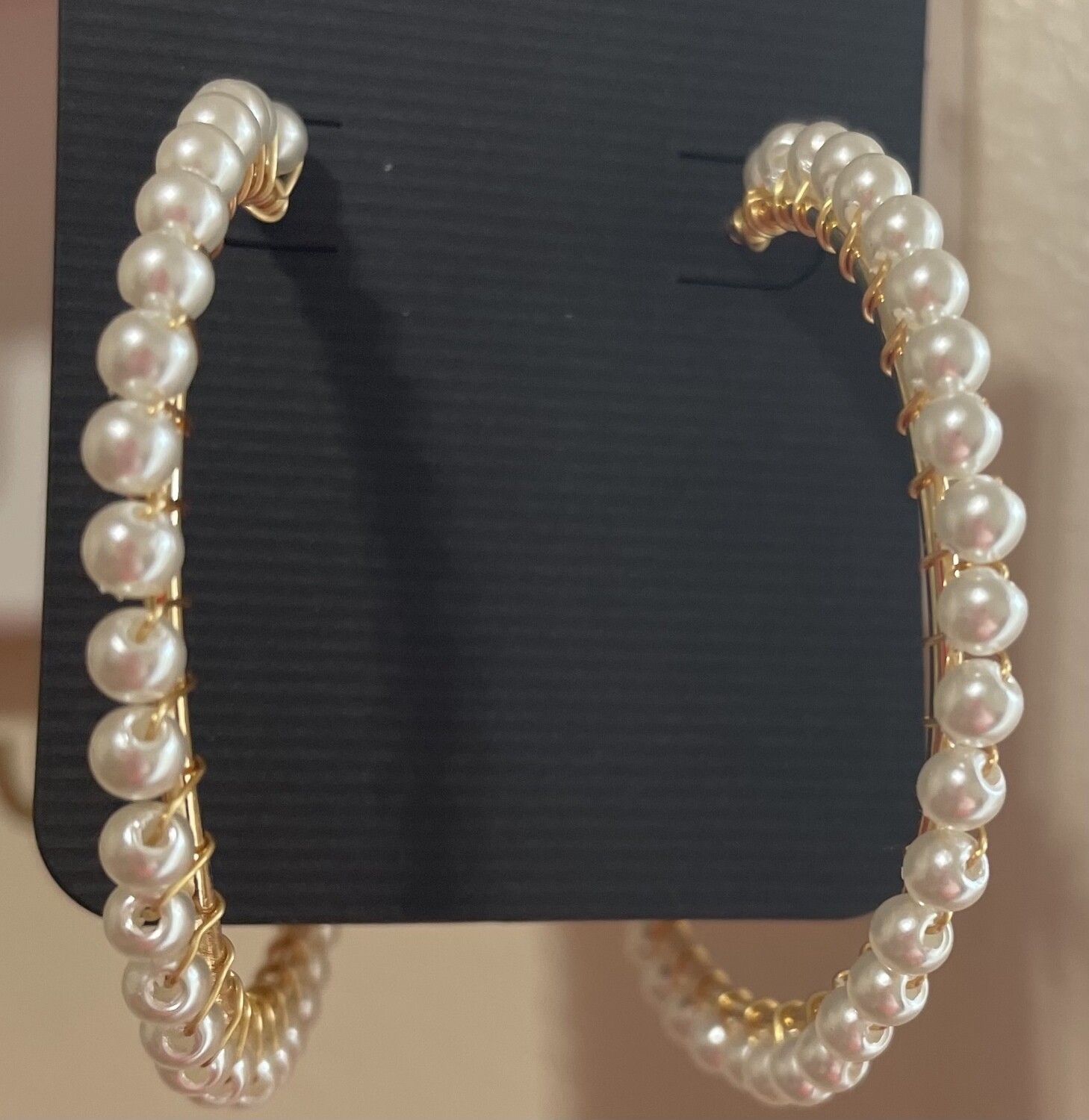 Jackie Gold Pearl Hoop Earrings