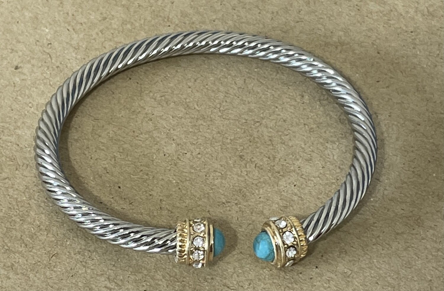 Mallorie Silver Turquoise Crystal Cuff Bracelet