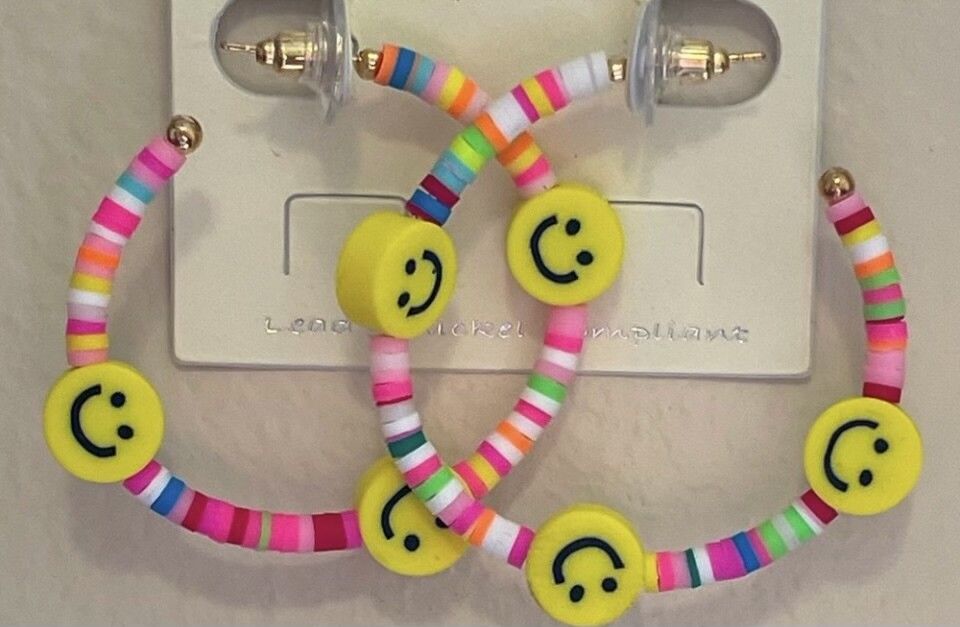 Smiley Face Multicolor Hoop Earrings