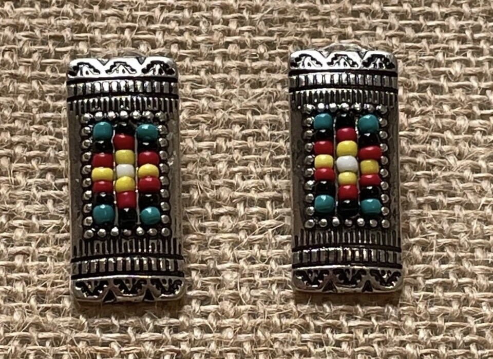Savannah Silver Multicolor Beaded Earrings