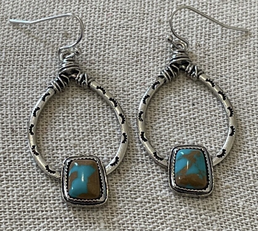 Fairways Silver Turquoise Marble Earrings