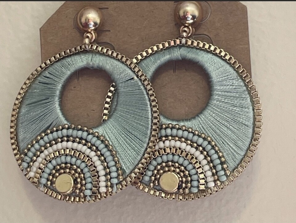 Caroline Mint Beaded Earrings