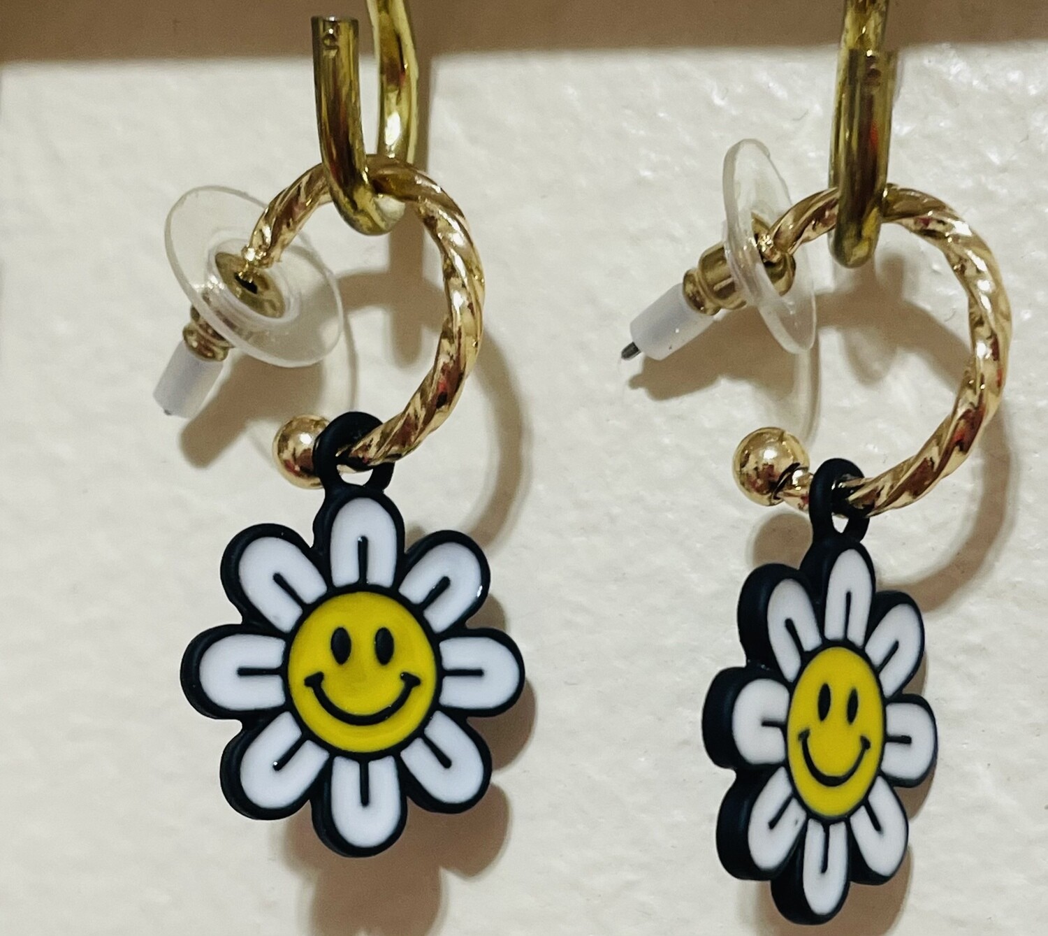 Jenna Smiley Face Gold Hoop Earrings