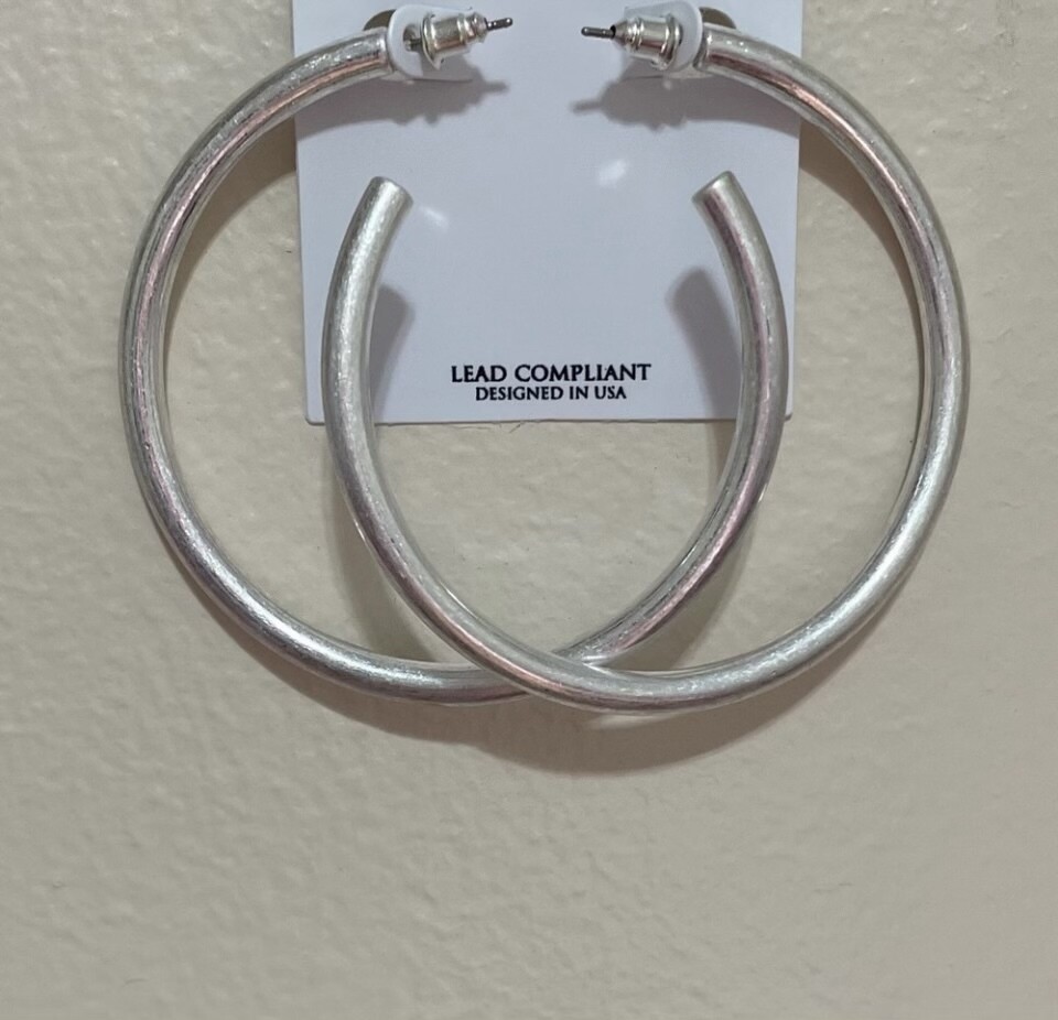 Madeline Large Silver Hoop Earrings