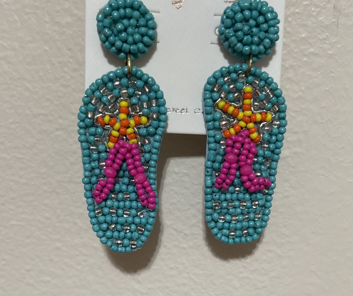 Olivia Multicolor Flip Flop Sandals Beaded Earrings