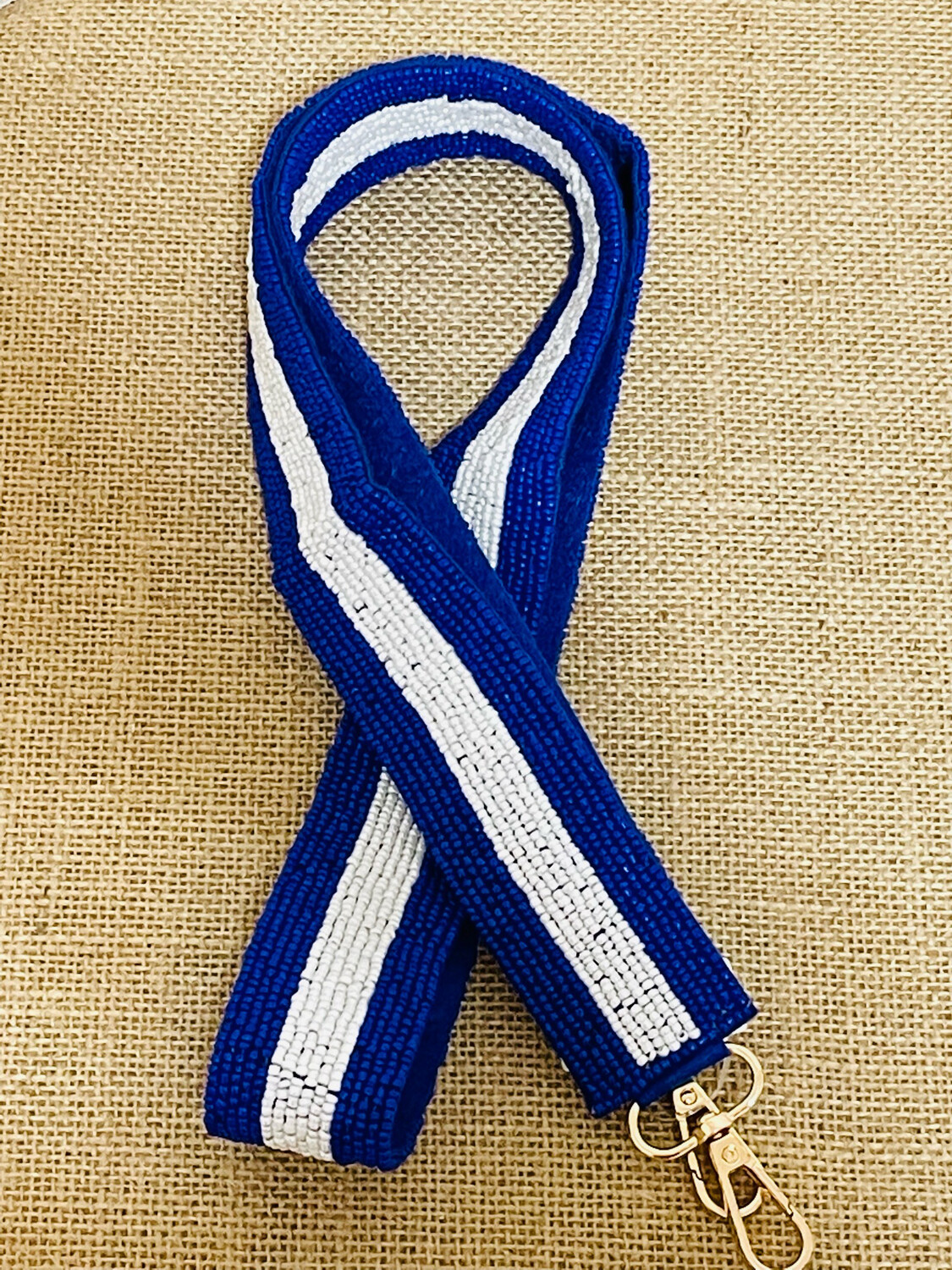 University of Kentucky Blue and White Beaded Guitar Purse Strap 