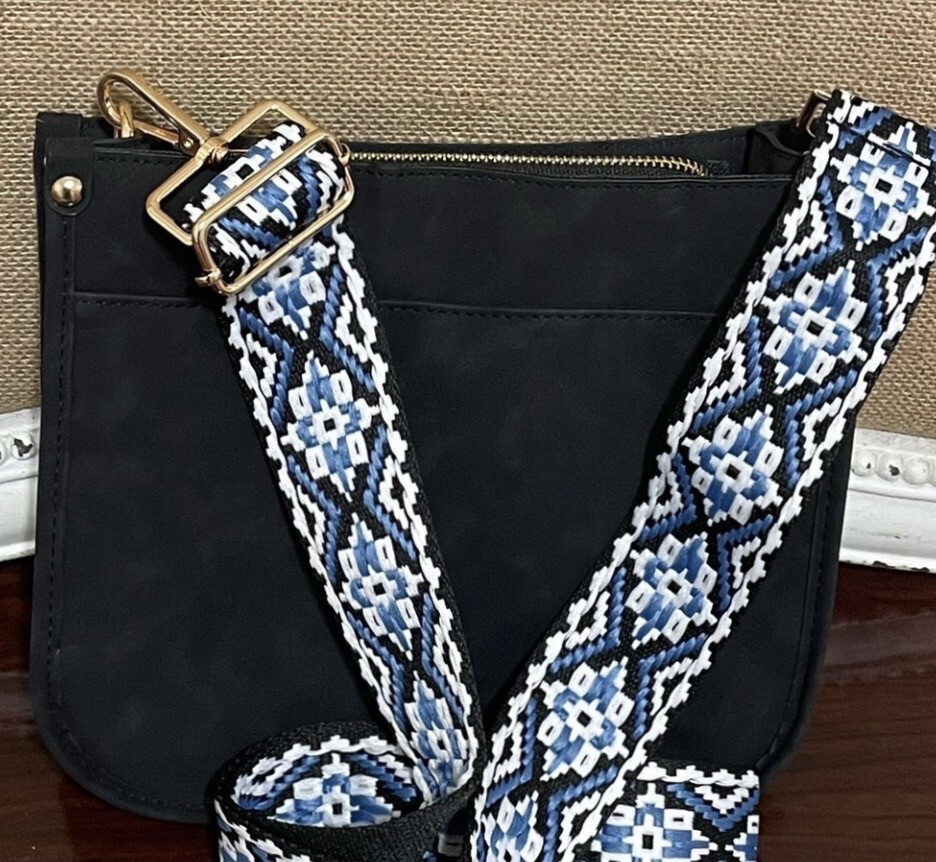 Black Crossbody Purse with Detachable Adjustable Purse Strap