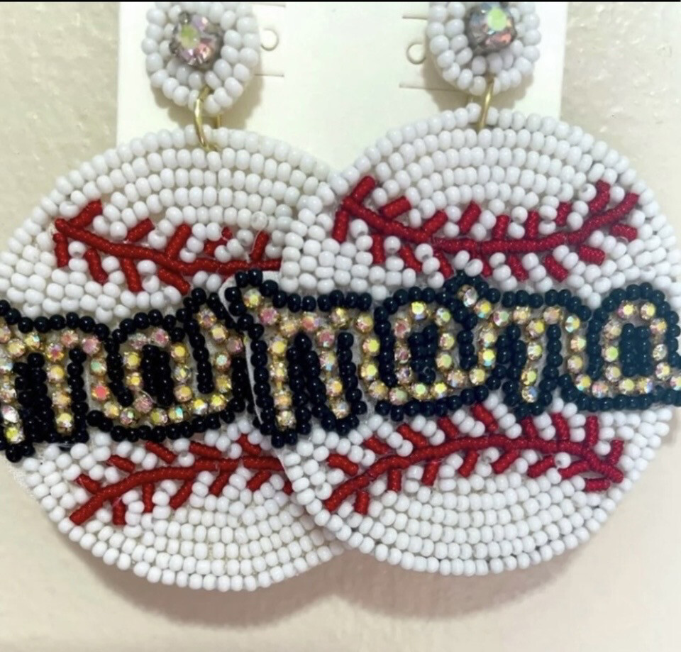 Baseball Mama Beaded Crystal Earrings