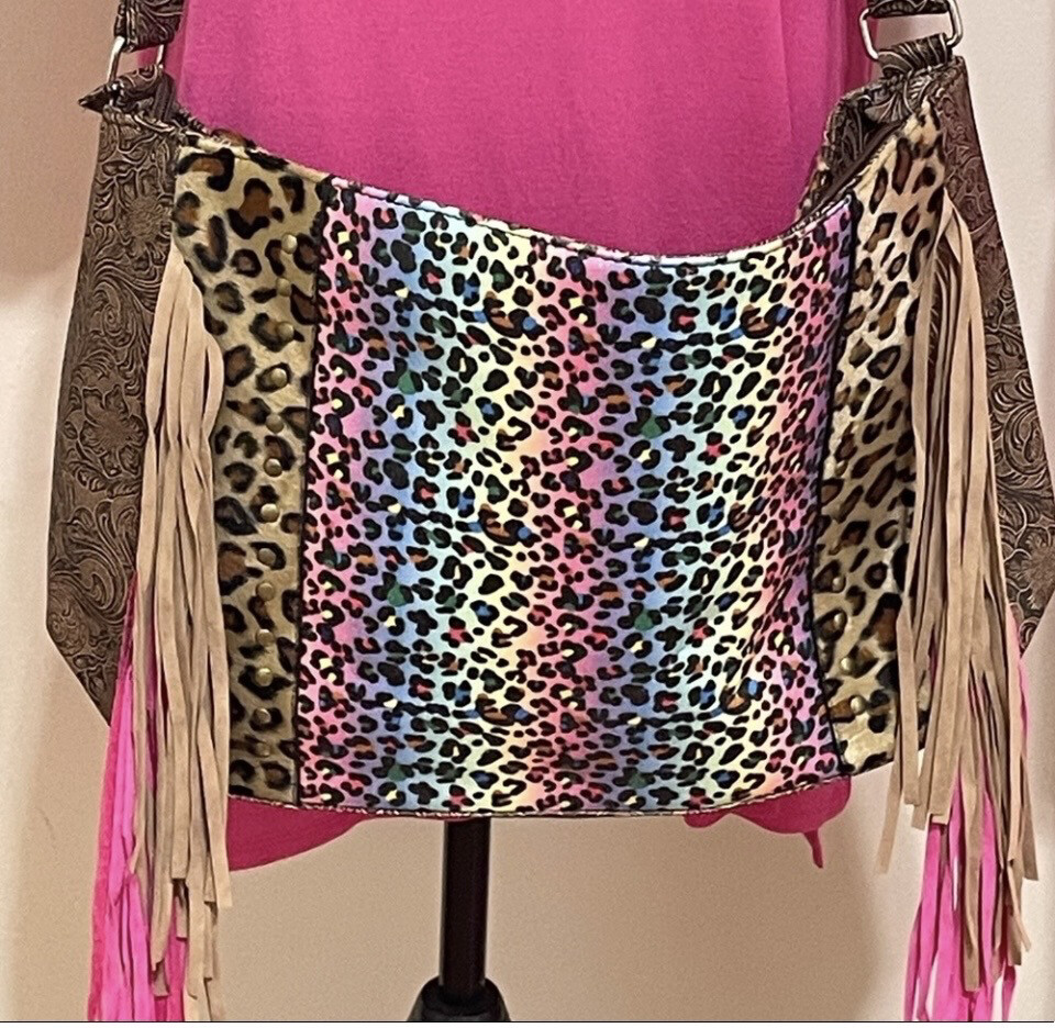 Large Multicolor Shoulder Fringe Purse