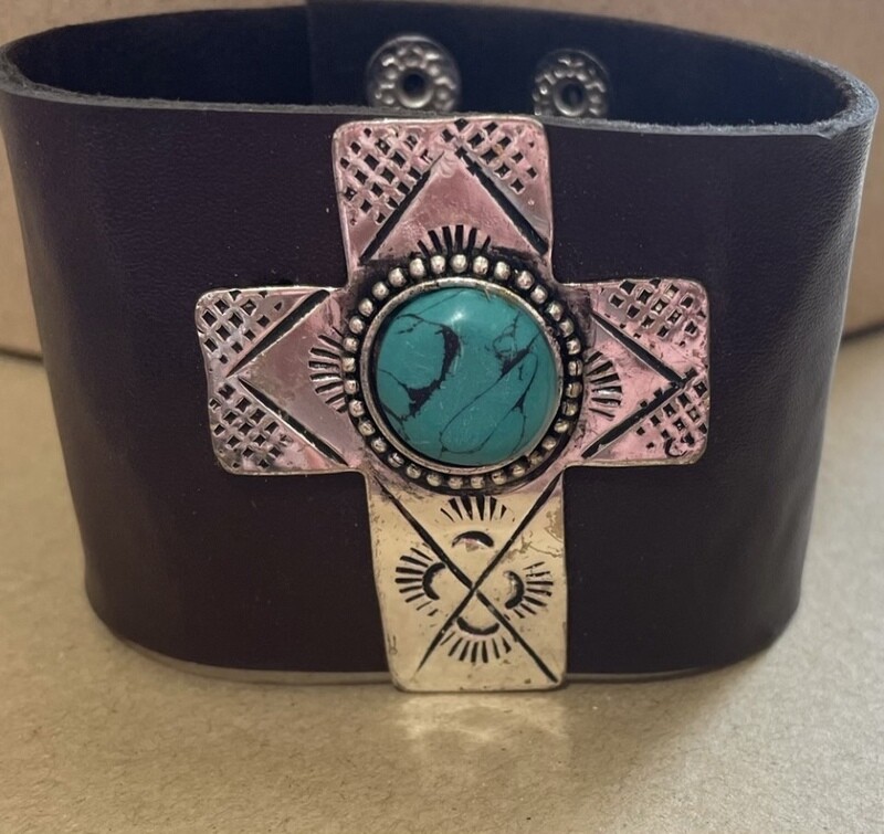 Janice Silver Turquoise Cross Cuff Bracelet