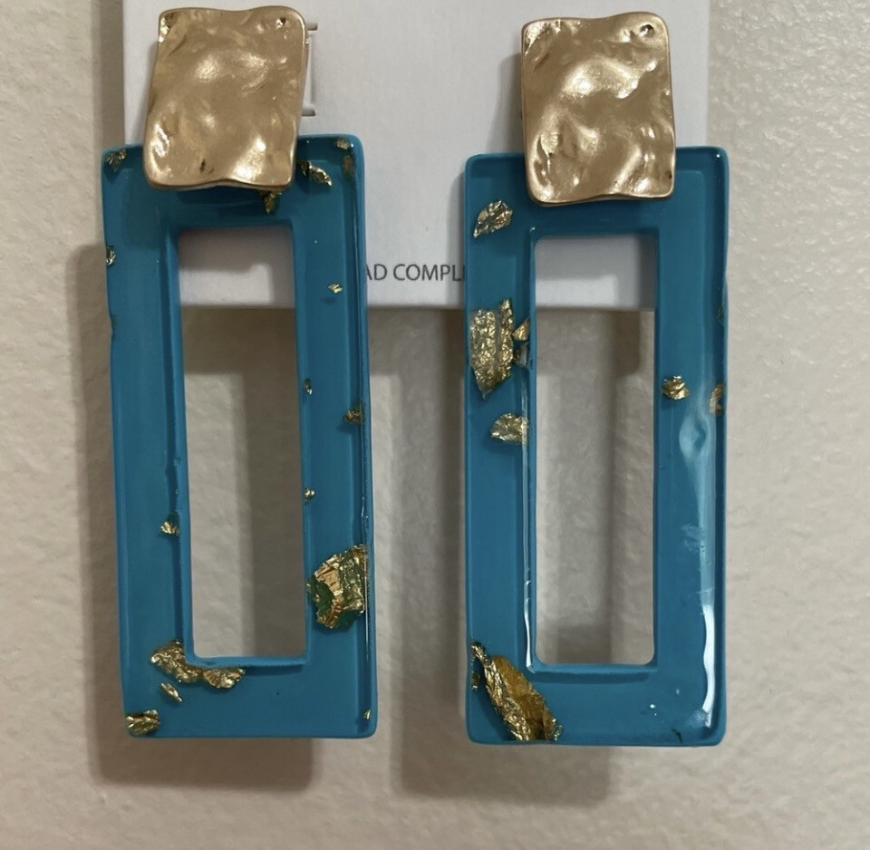 Jenna Turquoise and Gold Acrylic Earrings