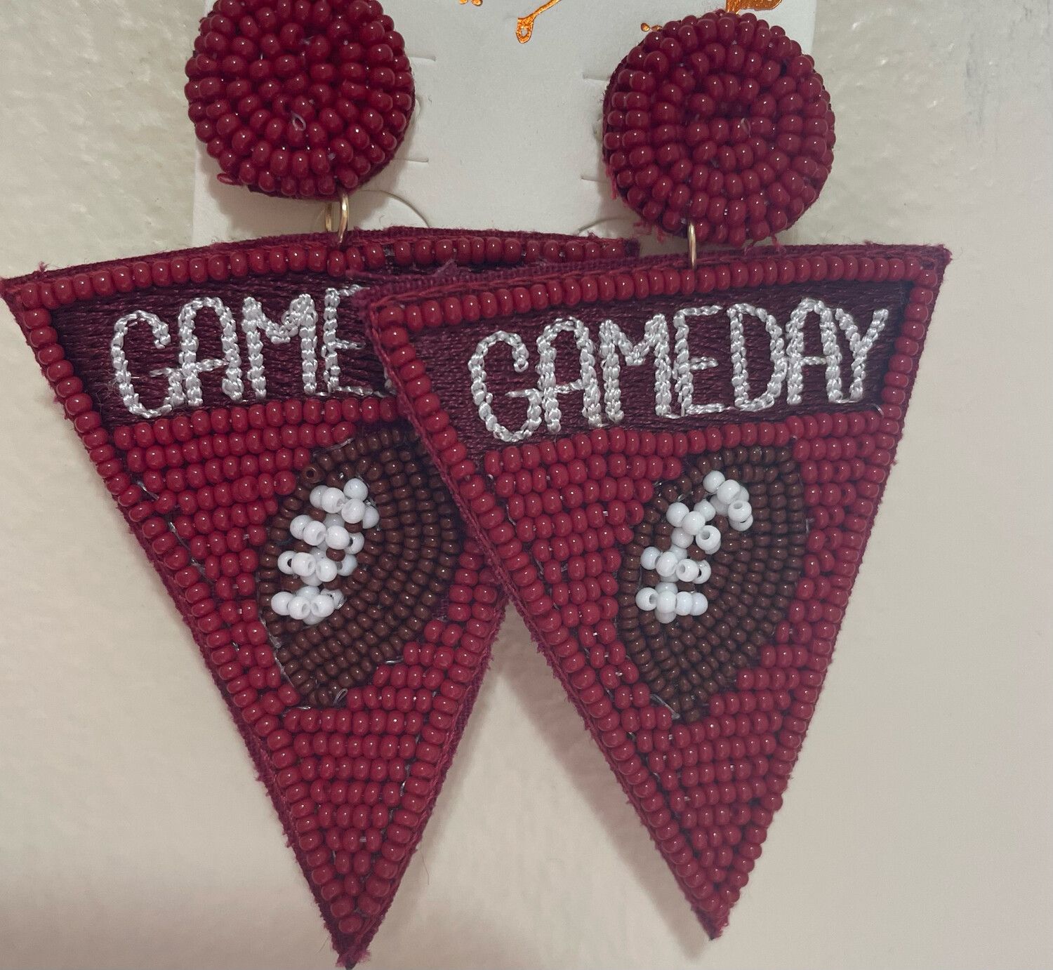 Maroon and White Game Day Earrings~MSU