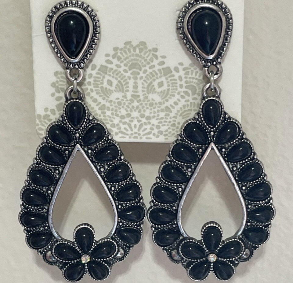 Maggie Black and Silver Earrings