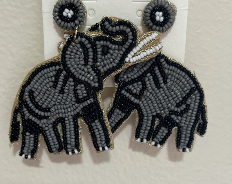 Elephant Beaded Earrings~Alabama