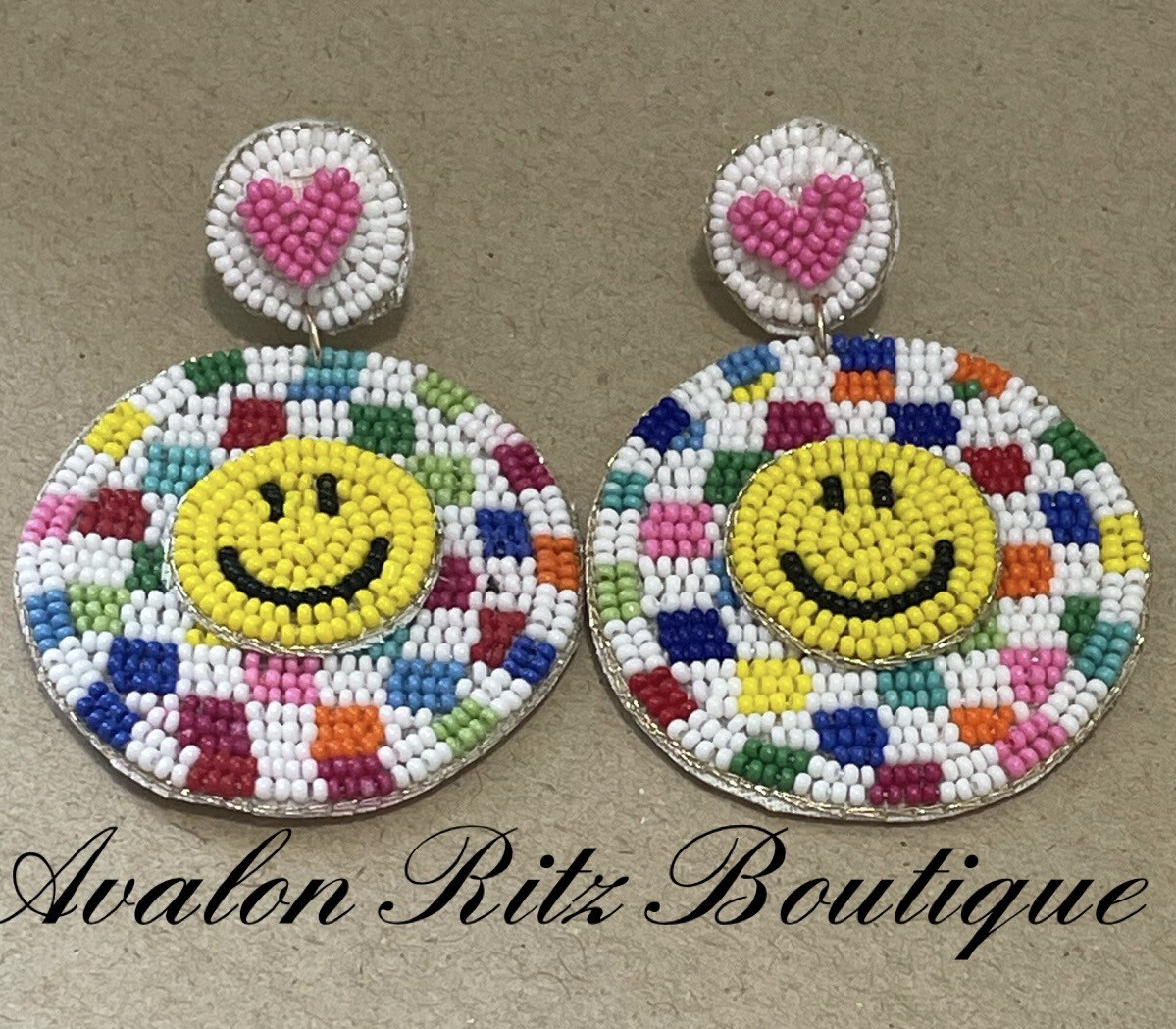 Multicolor Smiley Face Beaded Earrings